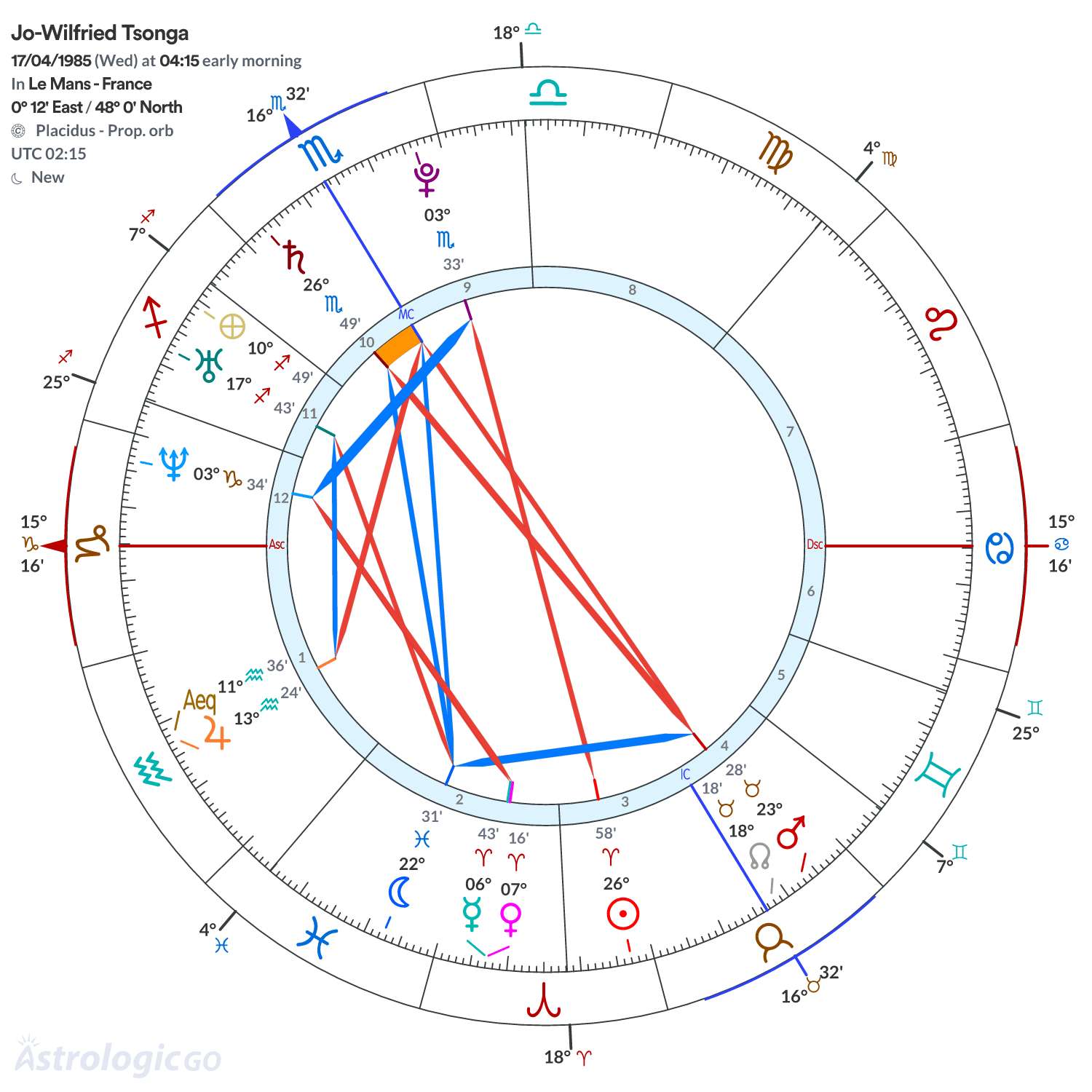 Chart wheel - Jo-Wilfried Tsonga