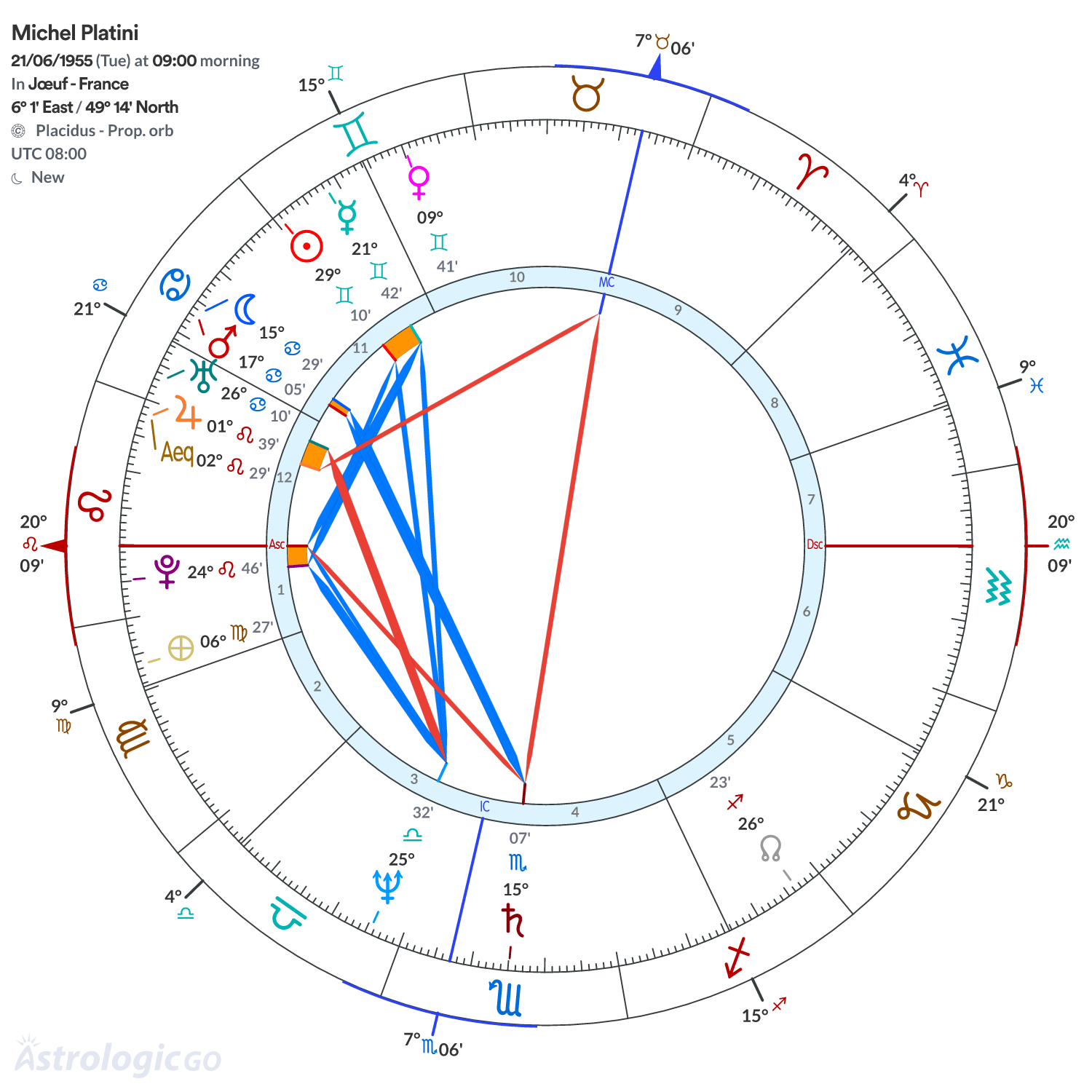 Chart wheel - Michel Platini